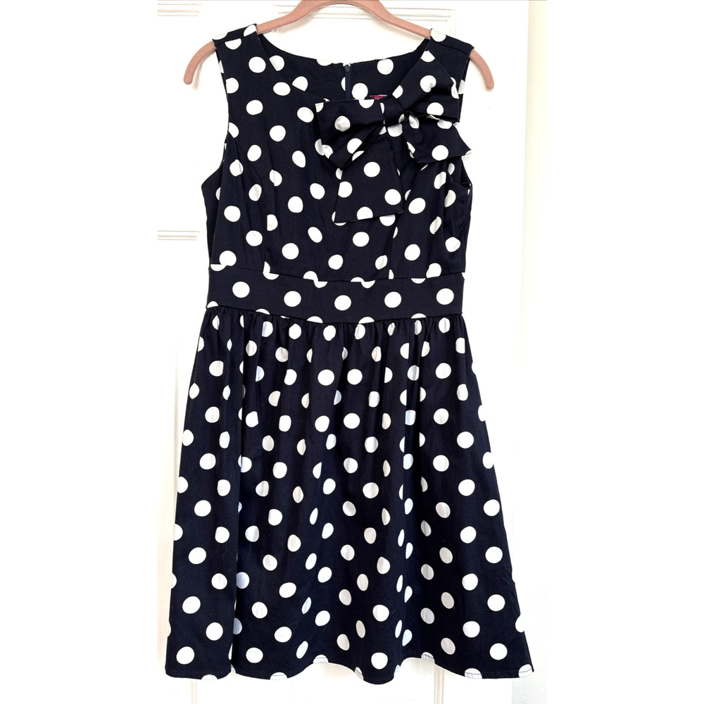 Ixia‎ Fit & Flare Dress 97% VTG Y2K Rockabilly Coquette Polka Dot Made In USA |M